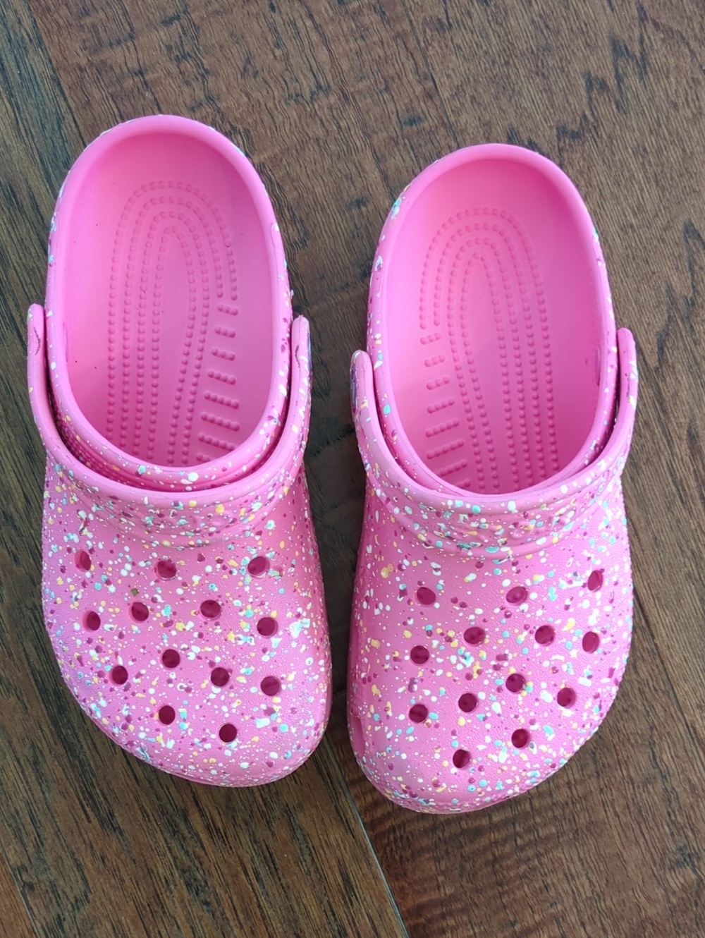 CROCS Kids Pink Paint Splash Clogs